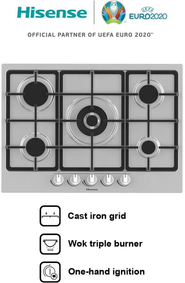 Hisense GM773XF 5 Burner Stainless Steel Gas Hob - Image 7