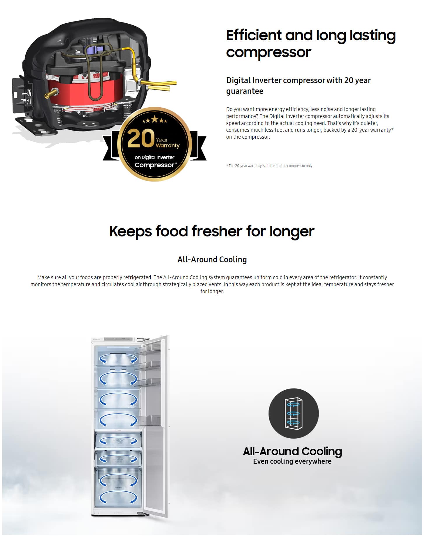 Samsung BRR29703EWW Integrated One Door Freezer ALL 8