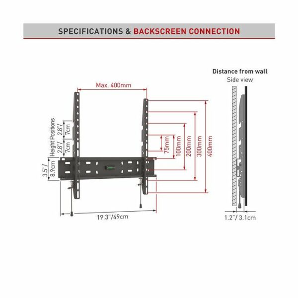 Barkan E30 Fixed Spring Lock TV Wall Mount - Image 3