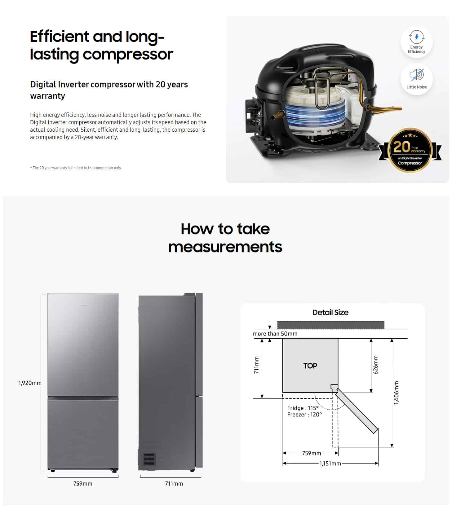 Samsung RB50DG601EB1EF 75cm SpaceMax AI Fridge-Freezer ALL 4