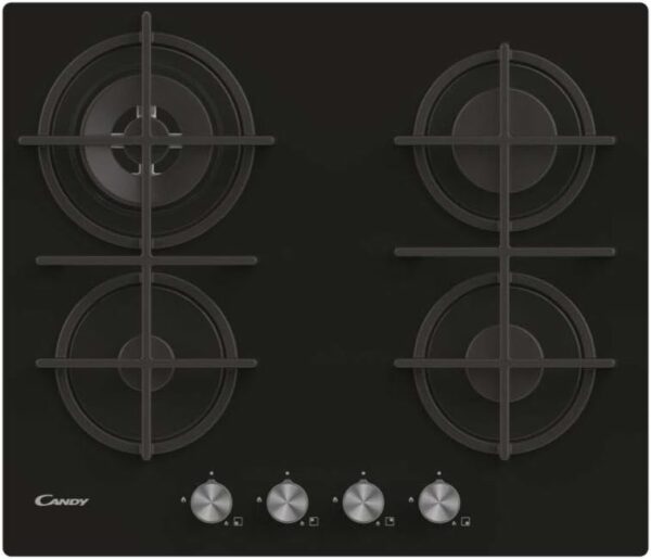 Candy CVG6BR4WPB 60cm 4-Zone Glass Gas Hob