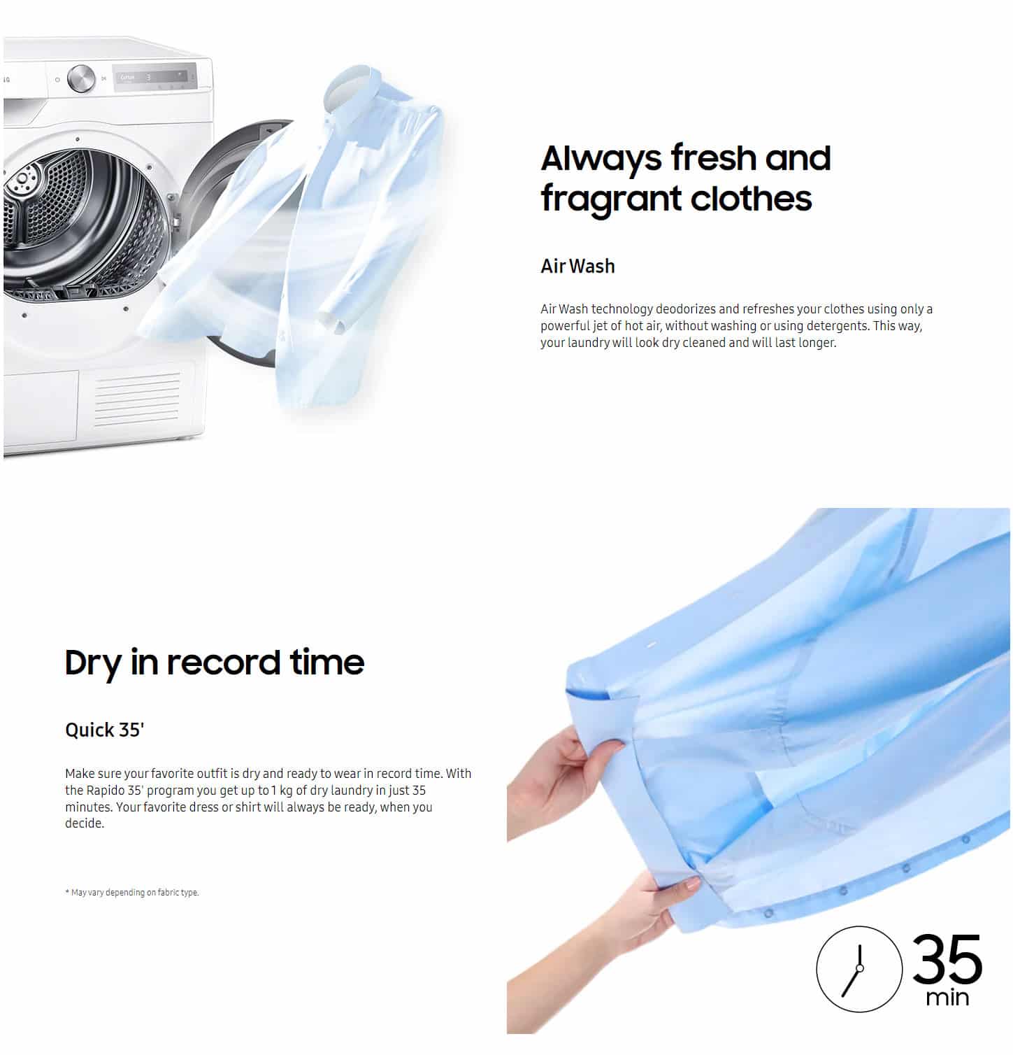 Samsung DV90T6240LB S3 AI Control Hygiene Dry Tumble Dryer, 9Kg A+++ ALL 7