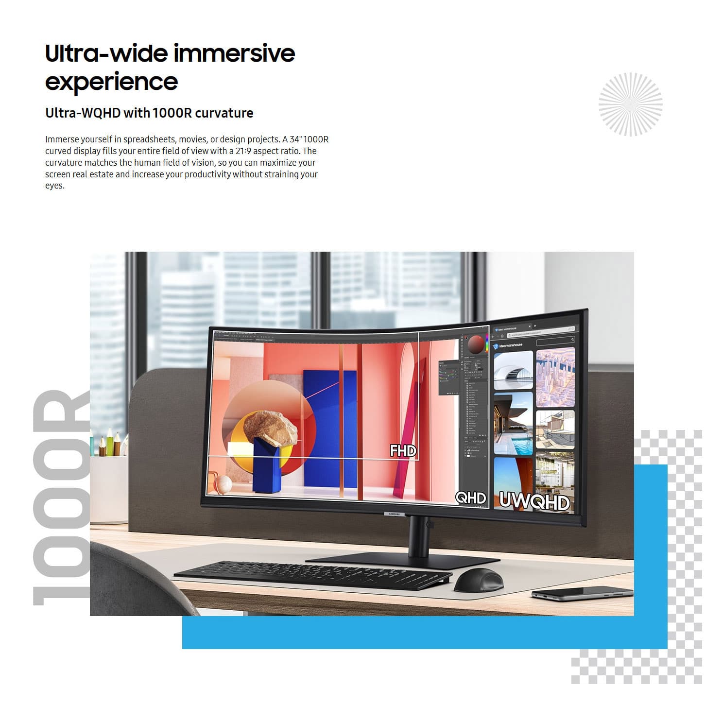 Samsung LS34C652VAUXEN 34 ViewFinity S65VC Ultra WQHD Curved High Resolution Monitor with Webcam ALL New 2