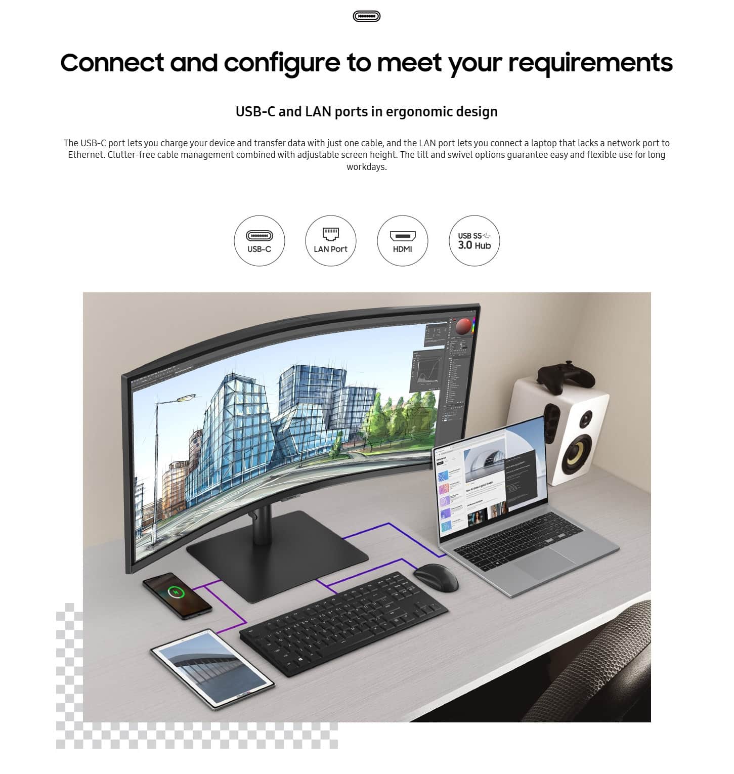 Samsung LS34C652VAUXEN 34 ViewFinity S65VC Ultra WQHD Curved High Resolution Monitor with Webcam ALL New 6