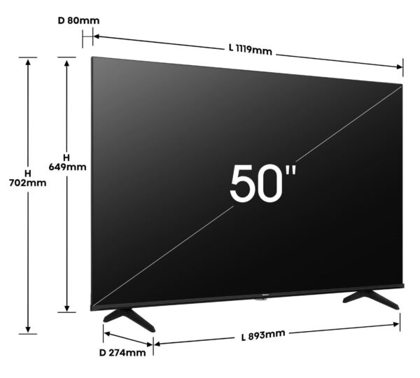 Hisense 50E7NQ 50″ QLED 4K Ultra HD Smart TV Wi-Fi - Image 2