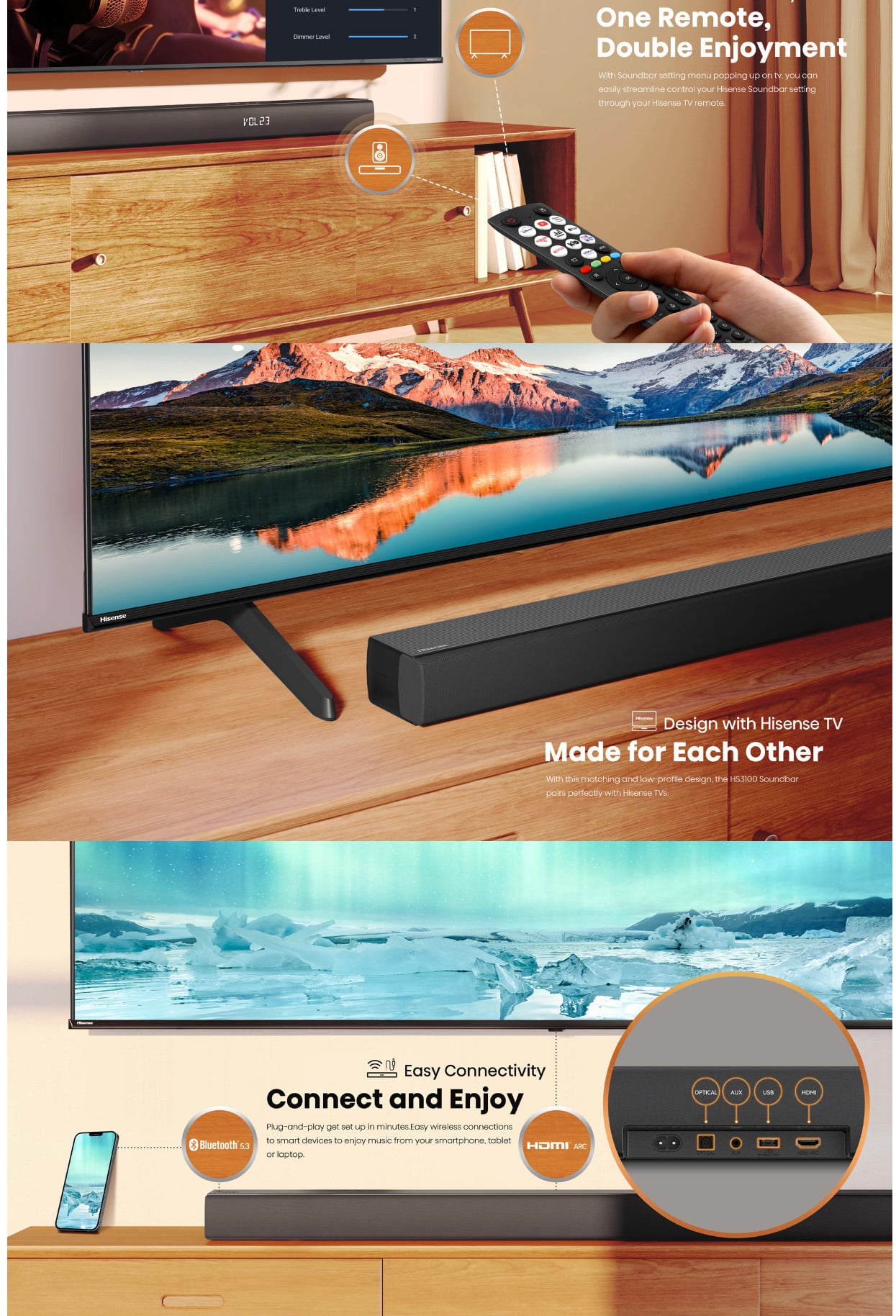 Hisense HS3100 3.1ch 480W Wireless Soundbar ALL 3