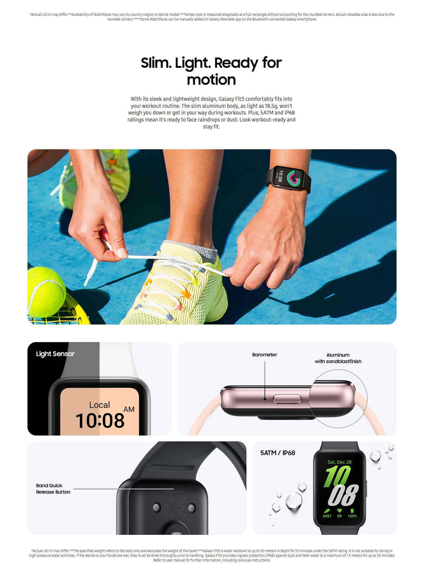 Samsung Galaxy Fit3 AMOLED 40 mm Fitness Tracker Smartwatch - Grey ALL 6