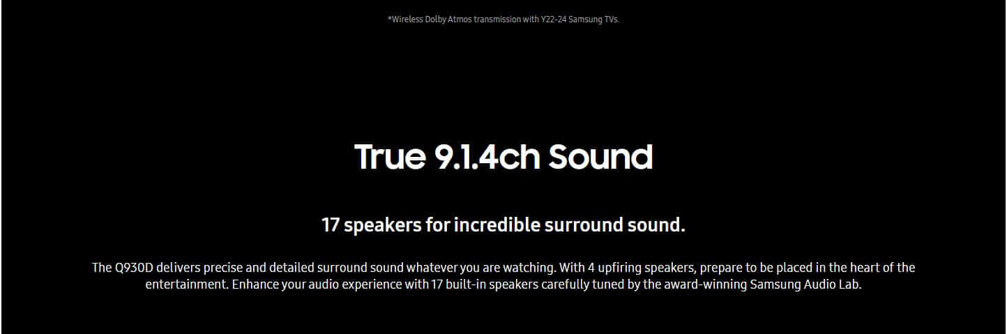 Samsung HW-Q930D ZF Q-Series 9.1.4ch Cinematic Soundbar with Subwoofer and Rear Speakers ALL 3