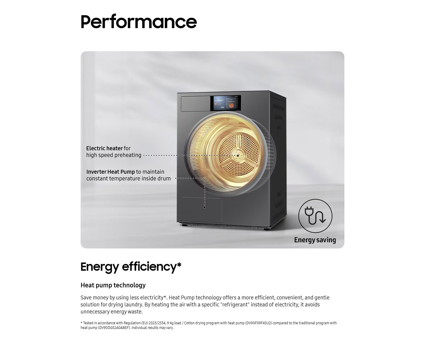 Samsung DV90F09F4SU3 Bespoke AI Tumble Dryer, 9Kg Class A Performance