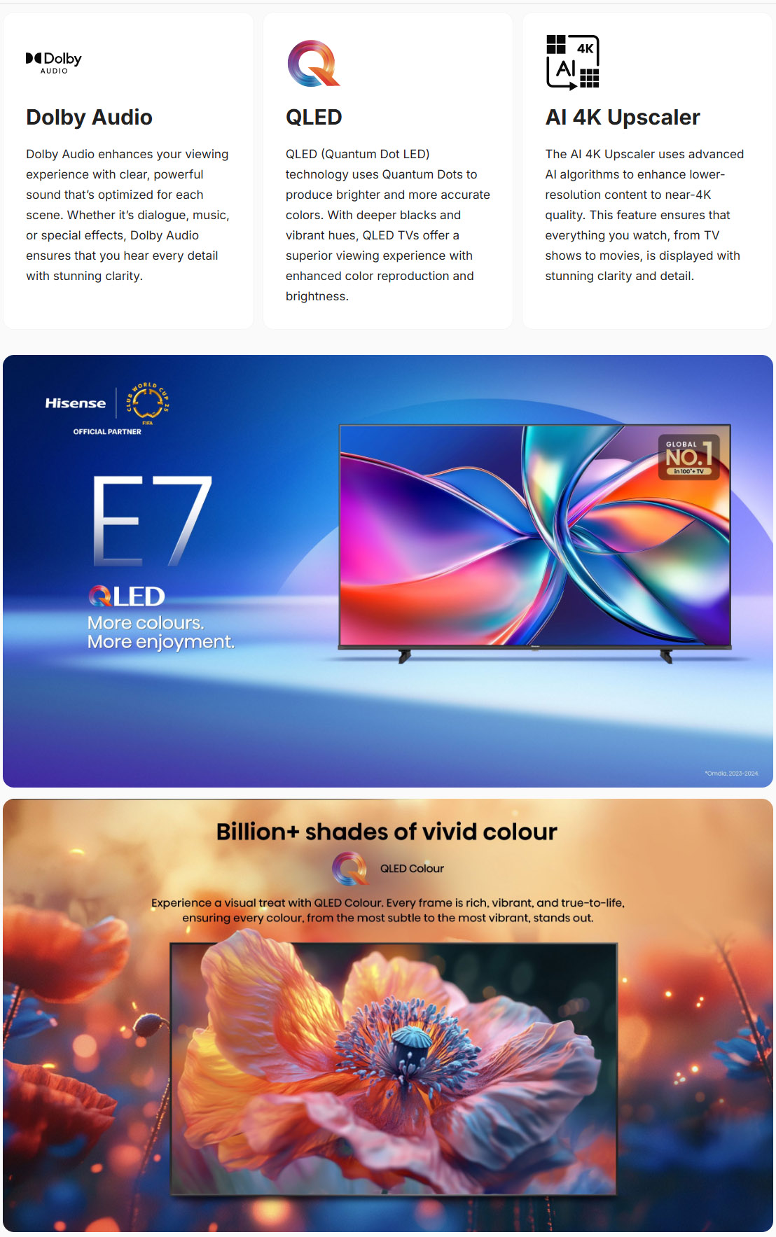 Hisense 43E7Q 43 QLED 4K Ultra HD Smart TV Wi-Fi ALL 1
