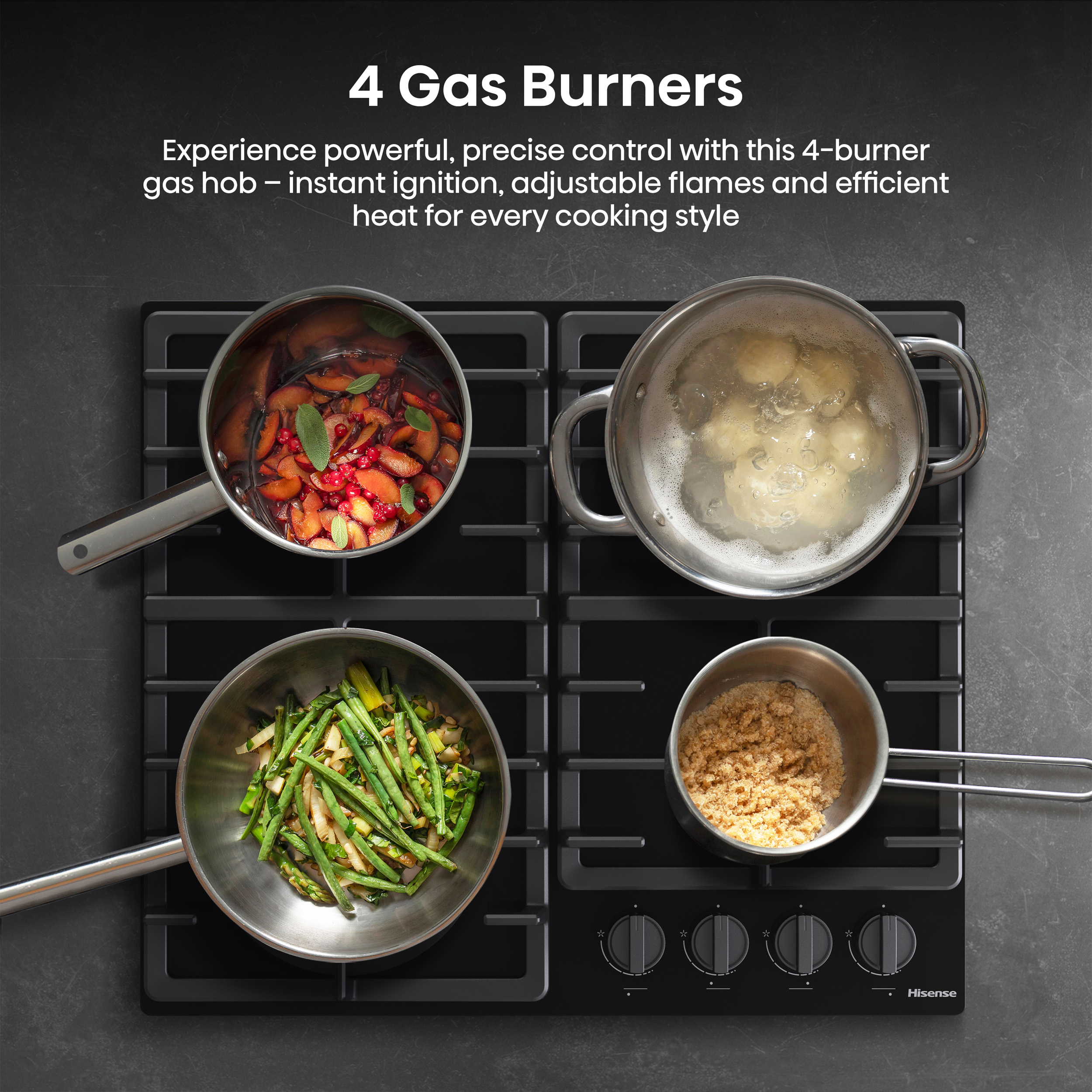 Hisense GG663BHF 60cm 4 Burner Gas Hob - Image 4
